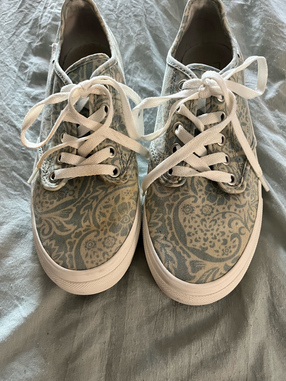 Vans Canvas Lace-Up Sneakers in Light Blue Paisley